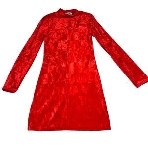 Urban Outfitters Dress Womens M Ice Crusher Red Velvet Bodycon Long Sleeve